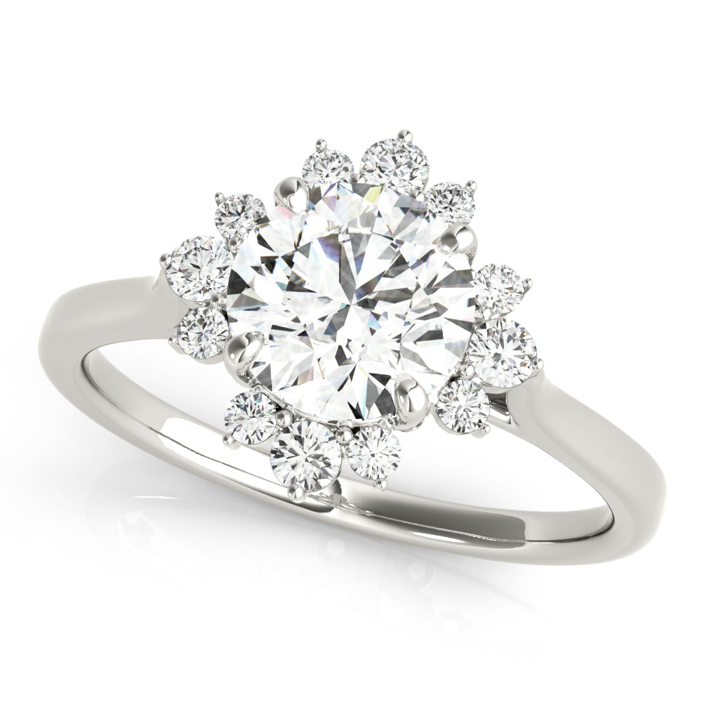 Cherished For Center Round Diamond Engagement Ring — 9K/18K Gold & Platinum