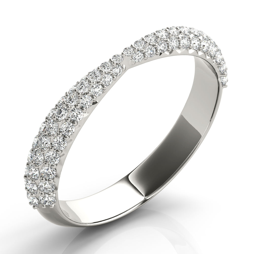 Multirow Pavã© Half Eternity Ring in Gold & Platinum