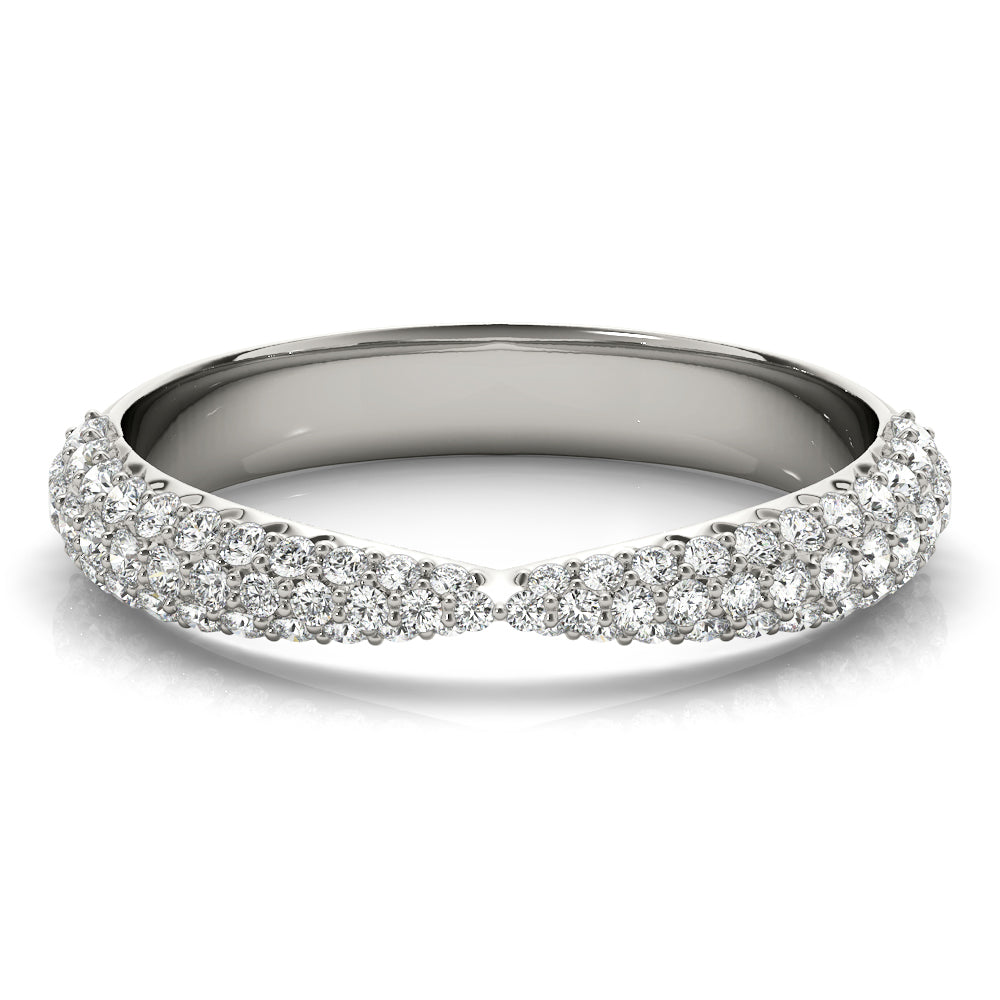 Multirow Pavã© Half Eternity Ring in Gold & Platinum
