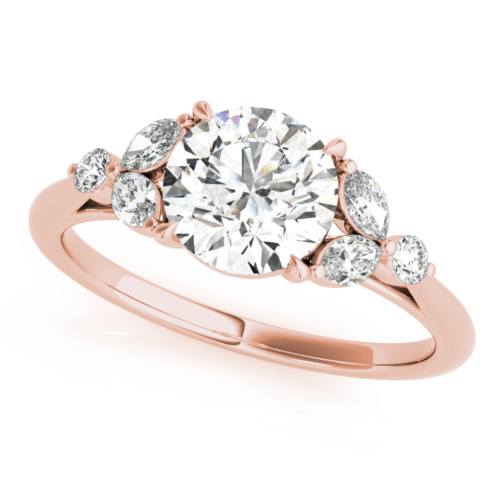 Dazzling Sidestone Round Diamond Engagement Ring — 9K/18K Gold & Platinum