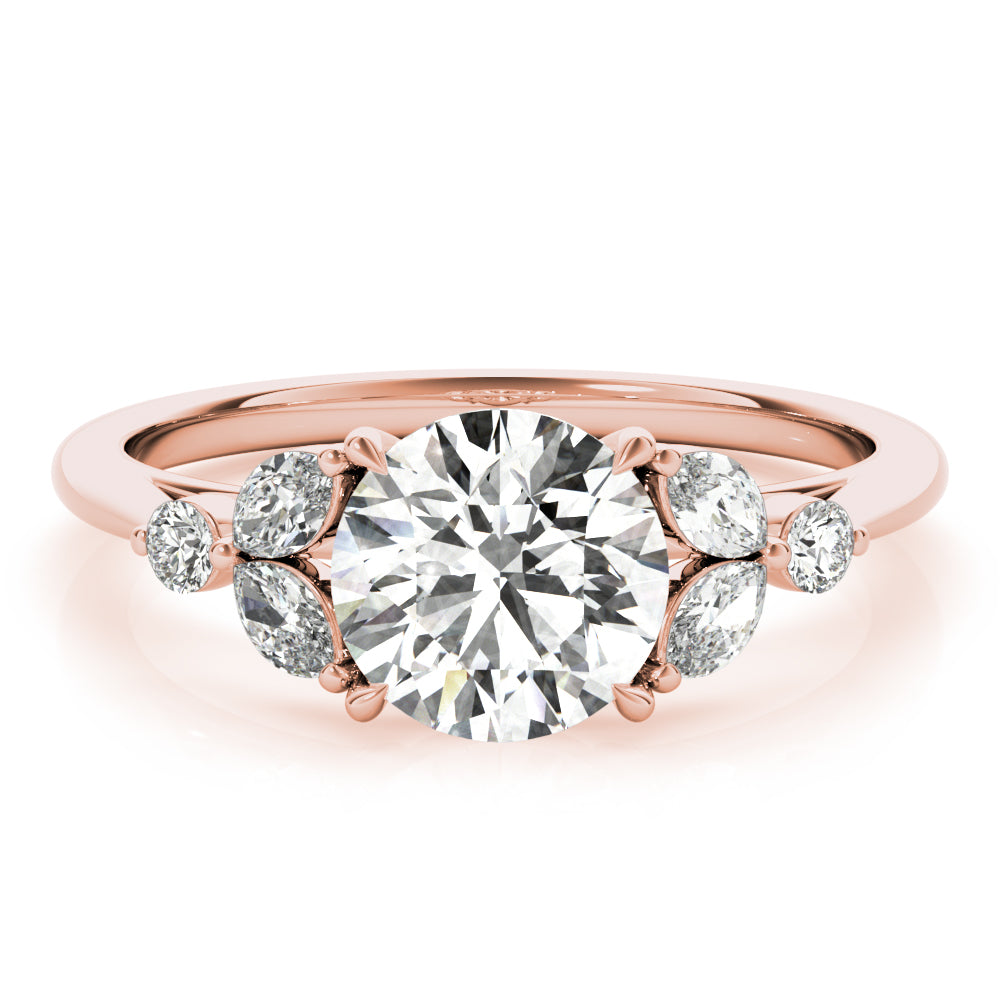 Dazzling Sidestone Round Diamond Engagement Ring — 9K/18K Gold & Platinum