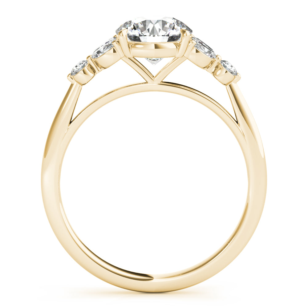 Dazzling Sidestone Round Diamond Engagement Ring — 9K/18K Gold & Platinum