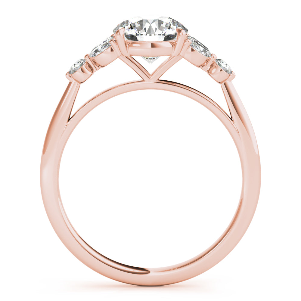 Dazzling Sidestone Round Diamond Engagement Ring — 9K/18K Gold & Platinum