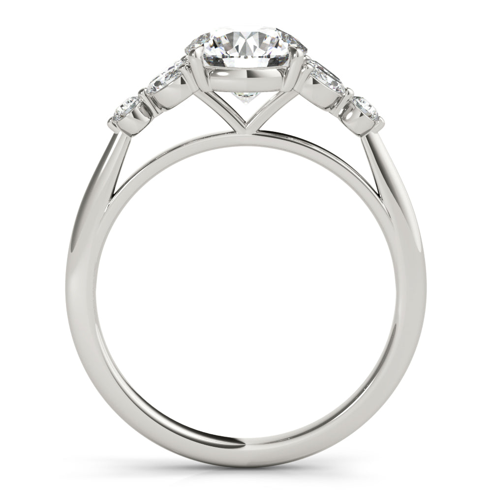 Dazzling Sidestone Round Diamond Engagement Ring — 9K/18K Gold & Platinum