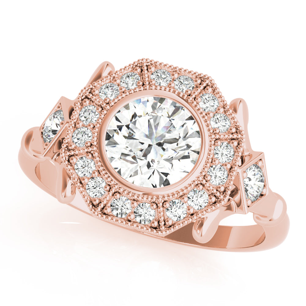 Splendid Sidestone Round Diamond Engagement Ring — 9K/18K Gold & Platinum