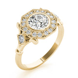 Splendid Sidestone Round Diamond Engagement Ring — 9K/18K Gold & Platinum