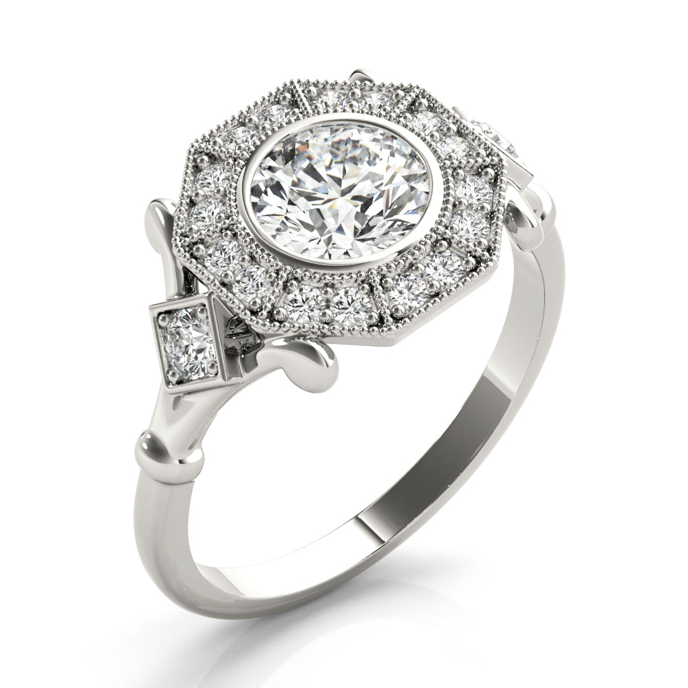 Splendid Sidestone Round Diamond Engagement Ring — 9K/18K Gold & Platinum