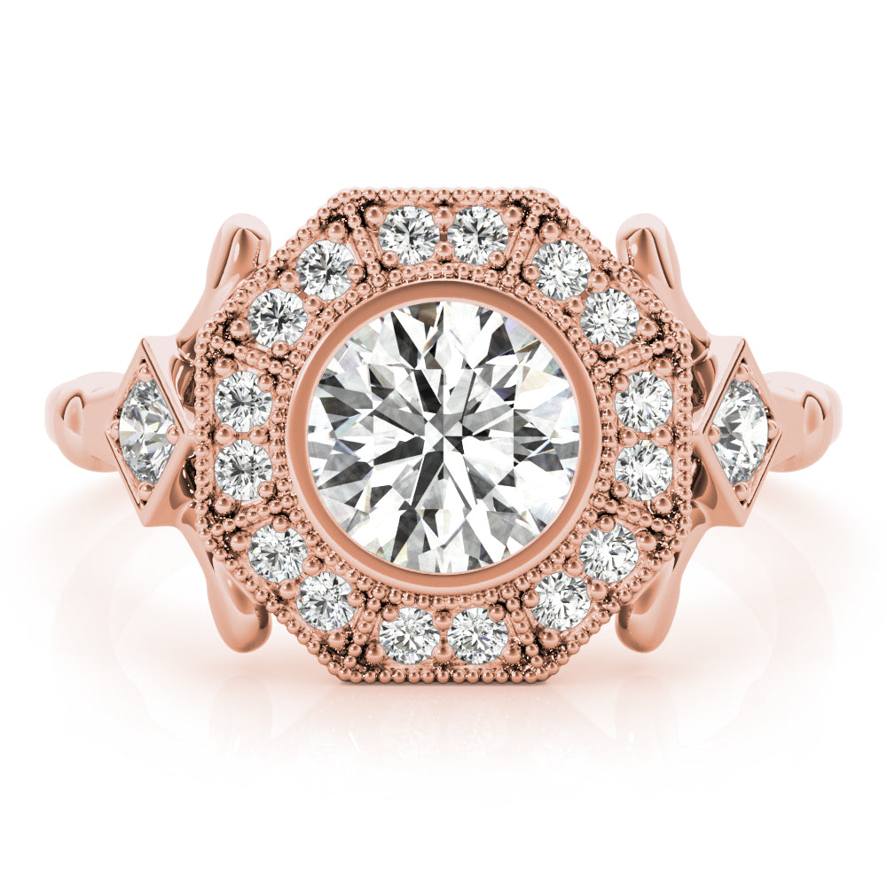 Splendid Sidestone Round Diamond Engagement Ring — 9K/18K Gold & Platinum