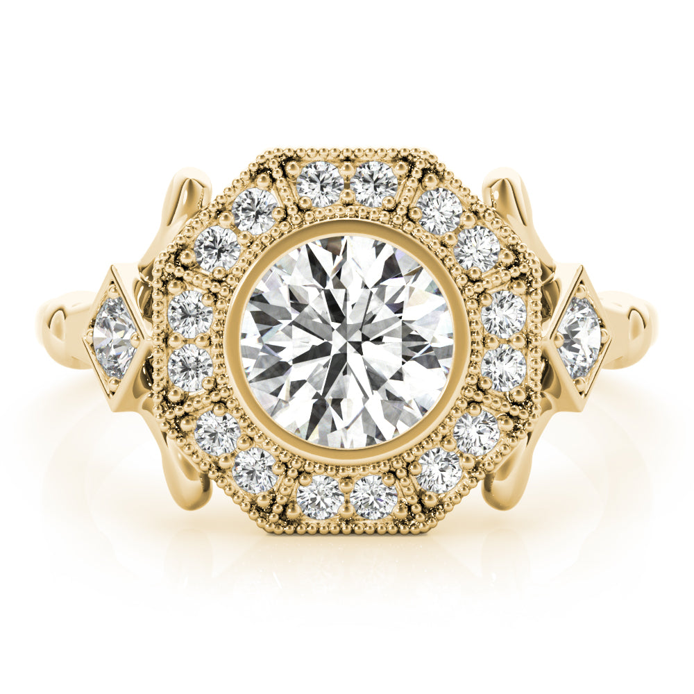 Splendid Sidestone Round Diamond Engagement Ring — 9K/18K Gold & Platinum