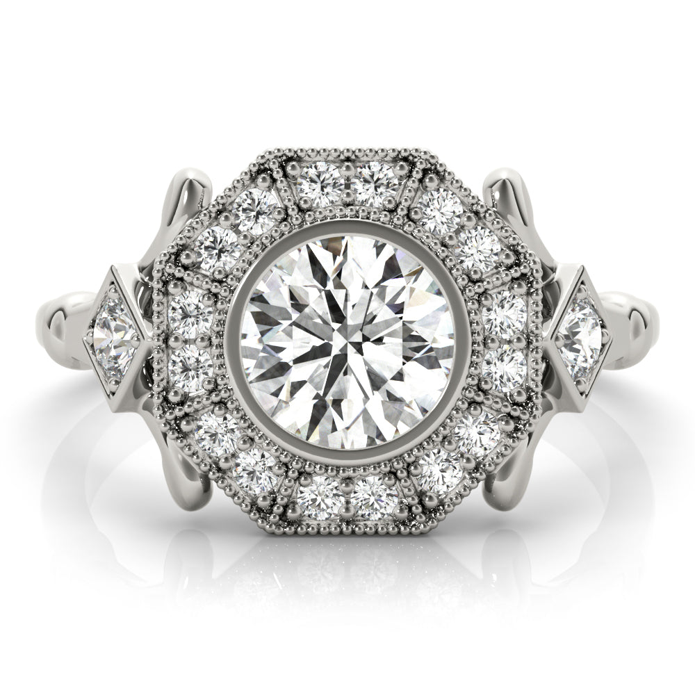 Splendid Sidestone Round Diamond Engagement Ring — 9K/18K Gold & Platinum
