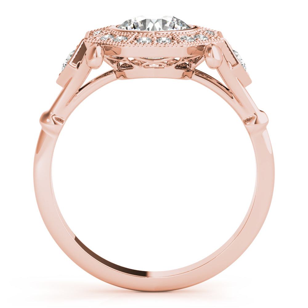 Splendid Sidestone Round Diamond Engagement Ring — 9K/18K Gold & Platinum