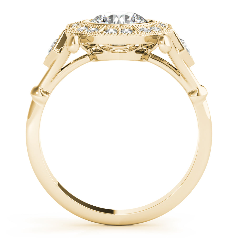 Splendid Sidestone Round Diamond Engagement Ring — 9K/18K Gold & Platinum