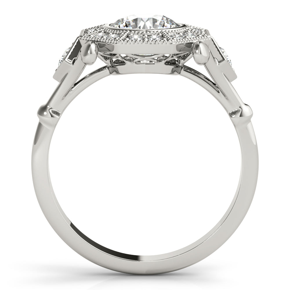 Splendid Sidestone Round Diamond Engagement Ring — 9K/18K Gold & Platinum