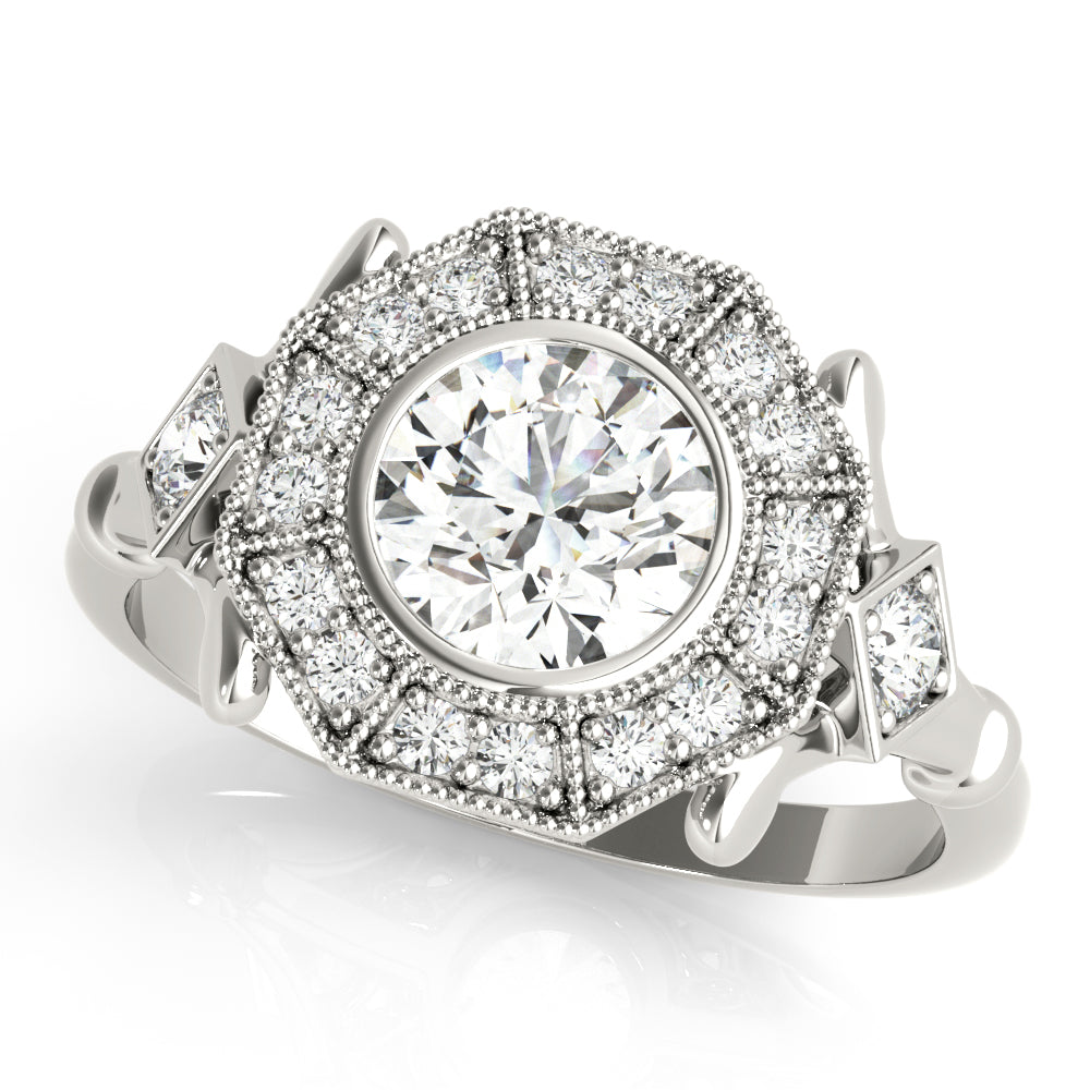 Splendid Sidestone Round Diamond Engagement Ring — 9K/18K Gold & Platinum