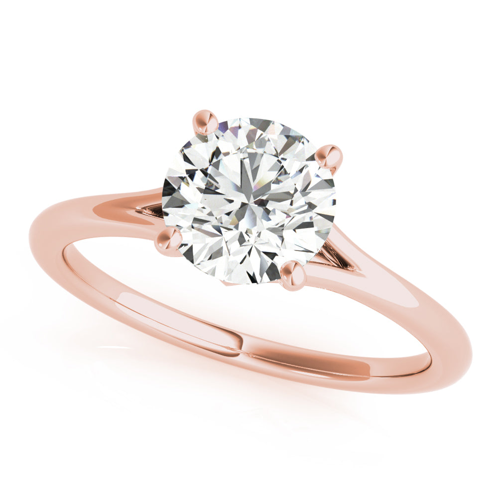 Crowned Solitaire Round Diamond Engagement Ring — 9K/18K Gold & Platinum