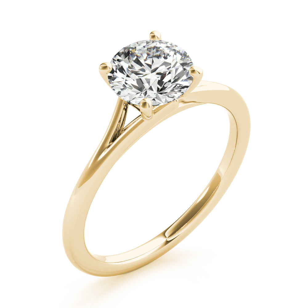 Crowned Solitaire Round Diamond Engagement Ring — 9K/18K Gold & Platinum
