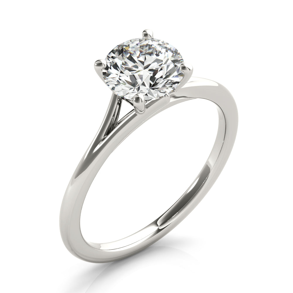 Crowned Solitaire Round Diamond Engagement Ring — 9K/18K Gold & Platinum