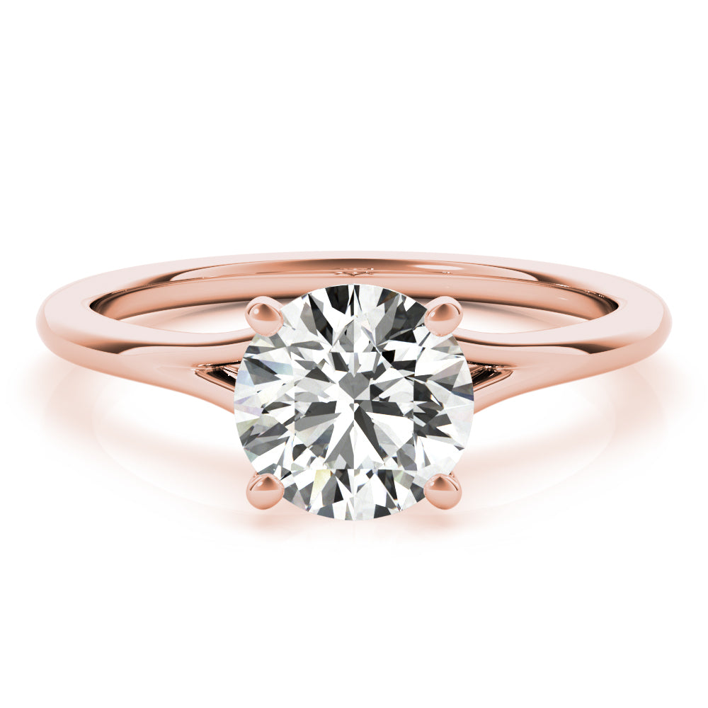 Crowned Solitaire Round Diamond Engagement Ring — 9K/18K Gold & Platinum