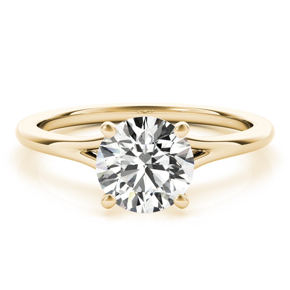 Crowned Solitaire Round Diamond Engagement Ring — 9K/18K Gold & Platinum