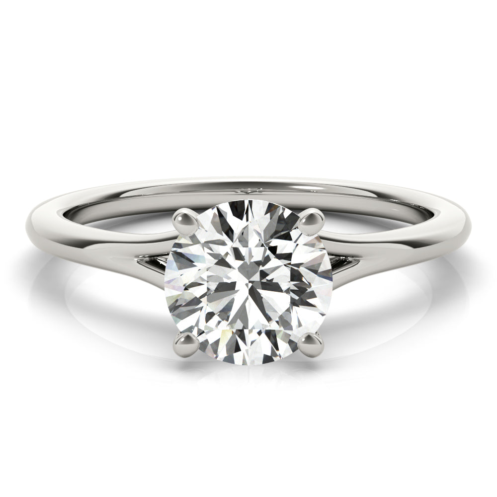 Crowned Solitaire Round Diamond Engagement Ring — 9K/18K Gold & Platinum