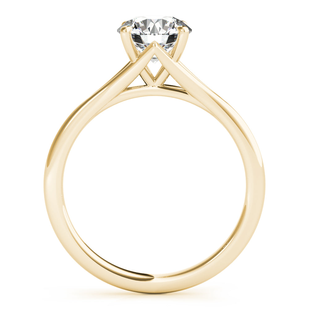Crowned Solitaire Round Diamond Engagement Ring — 9K/18K Gold & Platinum
