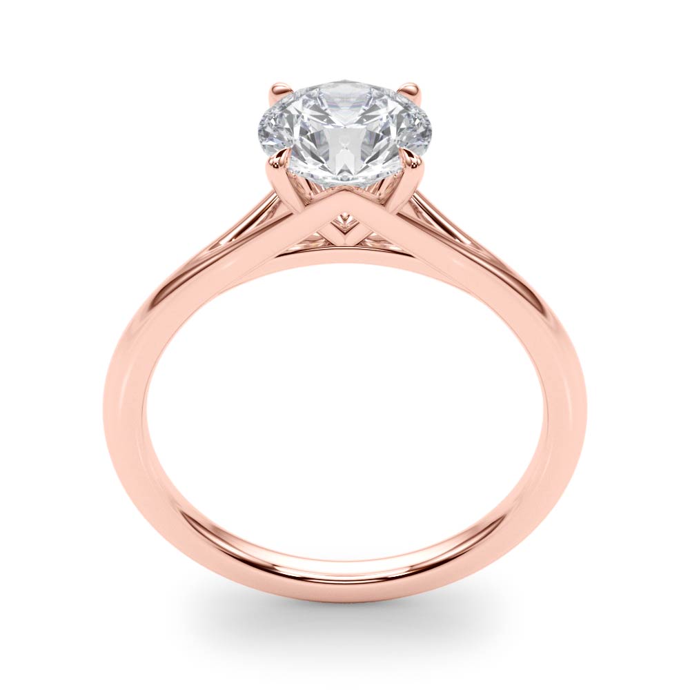 Crowned Solitaire Round Diamond Engagement Ring — 9K/18K Gold & Platinum