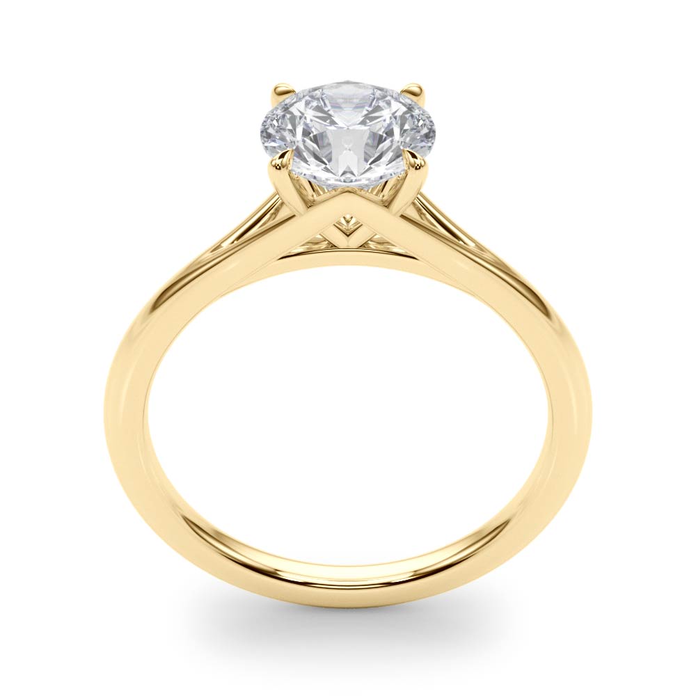 Crowned Solitaire Round Diamond Engagement Ring — 9K/18K Gold & Platinum