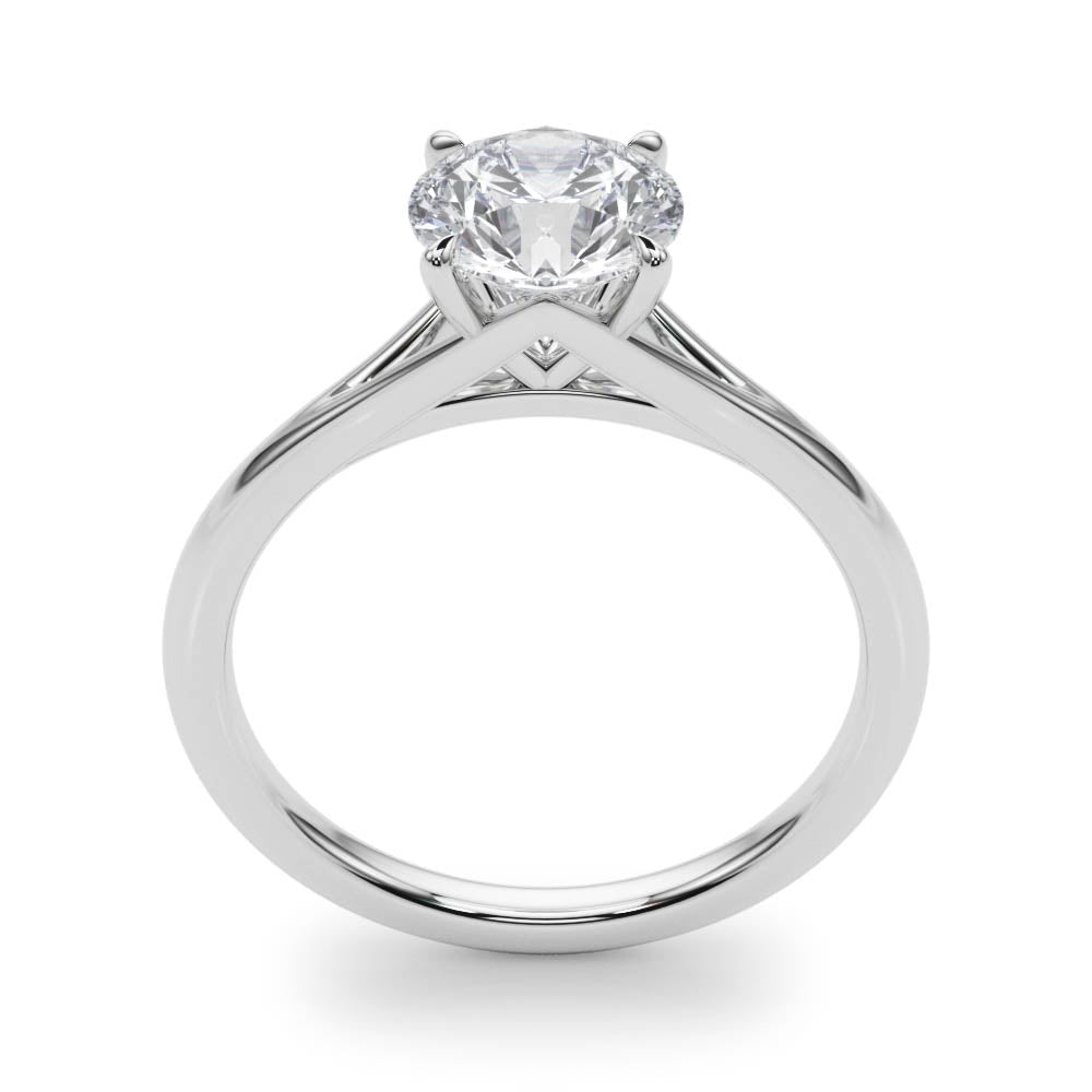 Crowned Solitaire Round Diamond Engagement Ring — 9K/18K Gold & Platinum