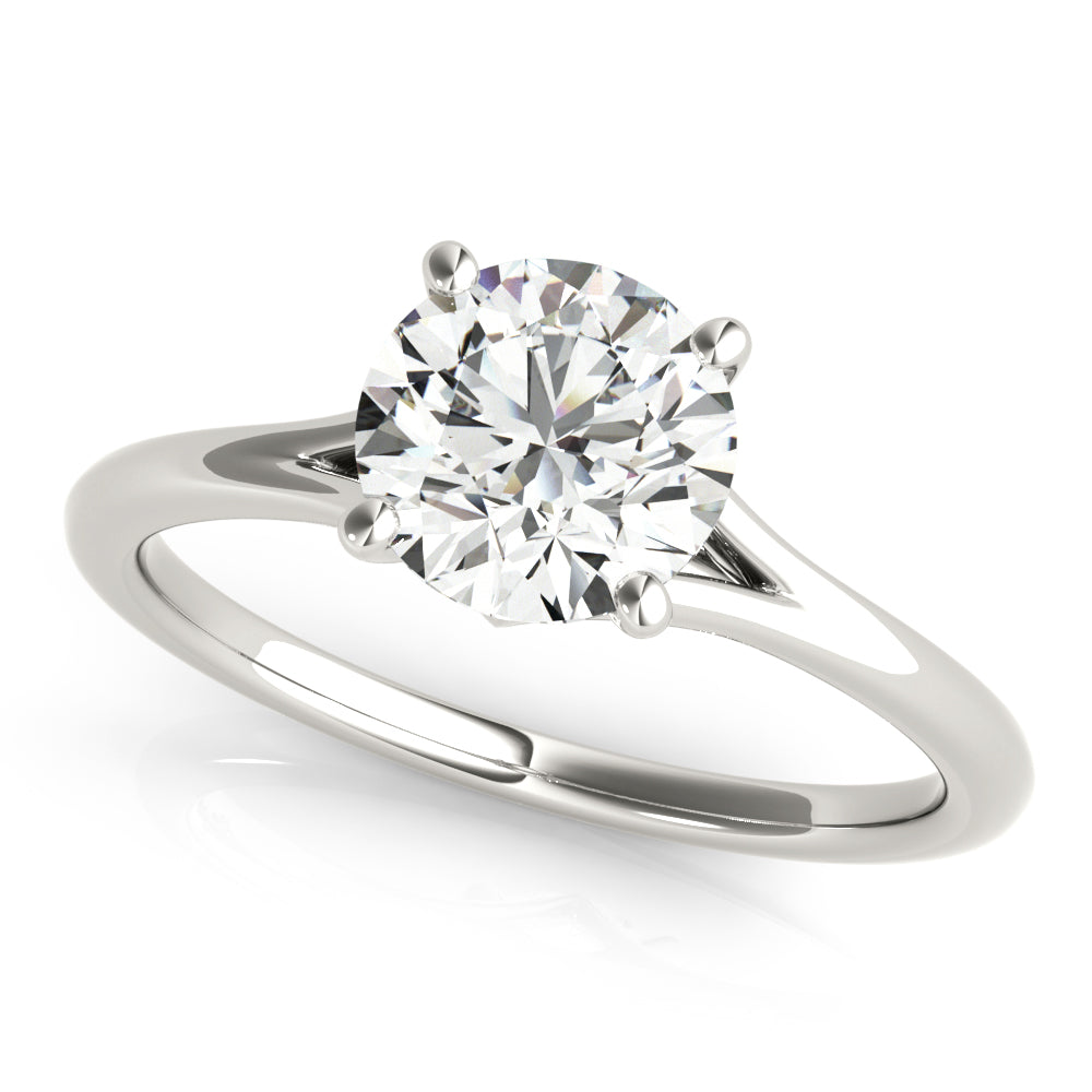 Crowned Solitaire Round Diamond Engagement Ring — 9K/18K Gold & Platinum