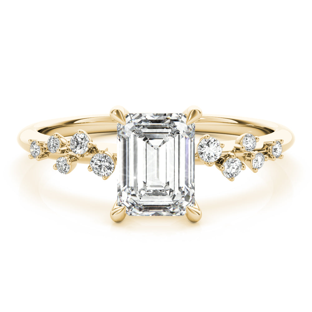 Pristine Cut Center Emerald Diamond Engagement Ring — 9K/18K Gold & Platinum