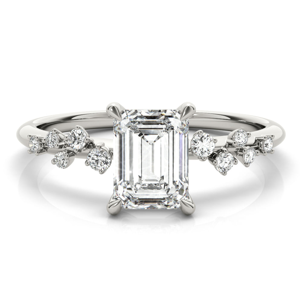 Pristine Cut Center Emerald Diamond Engagement Ring — 9K/18K Gold & Platinum