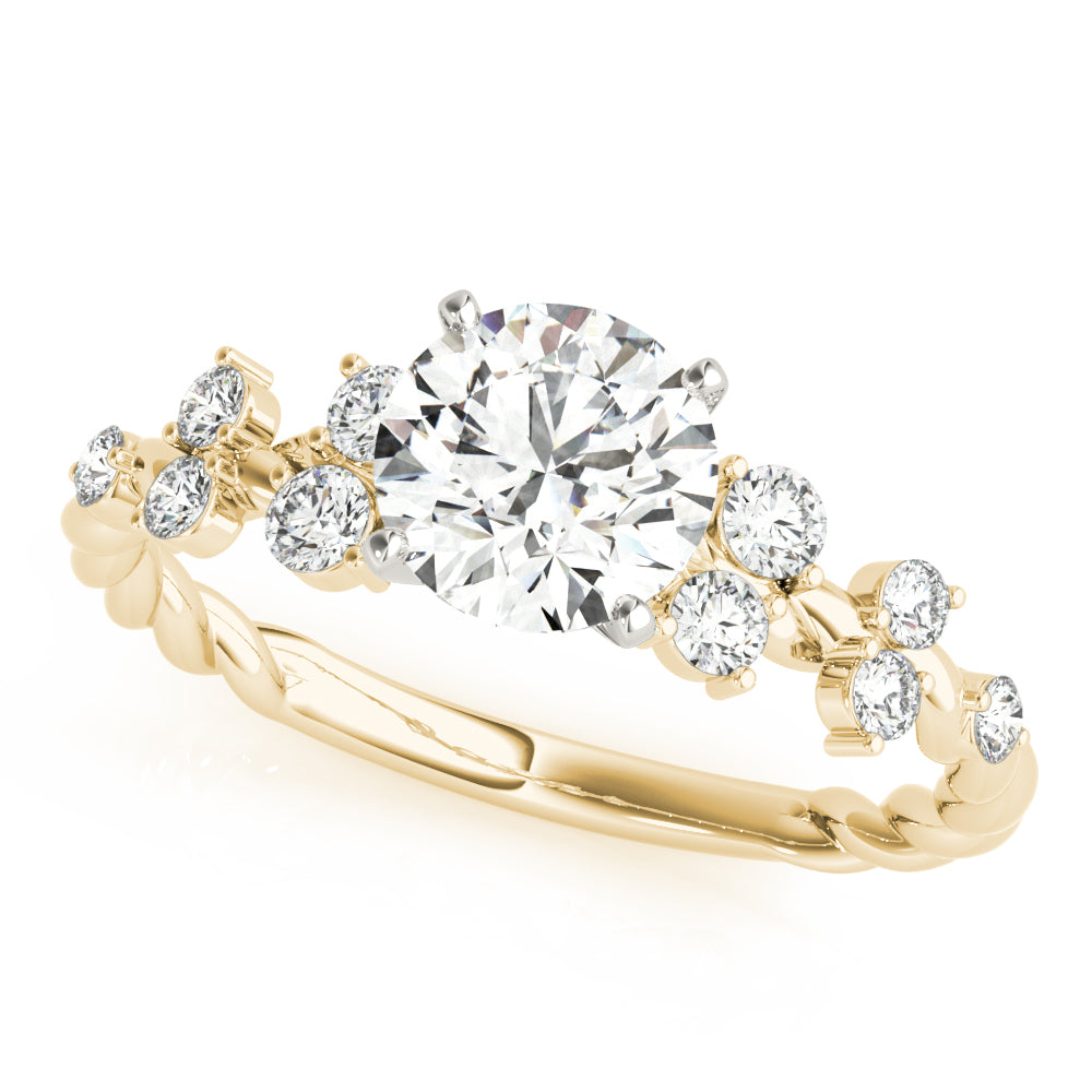 Resplendent Sidestone Round Diamond Engagement Ring — 9K/18K Gold & Platinum