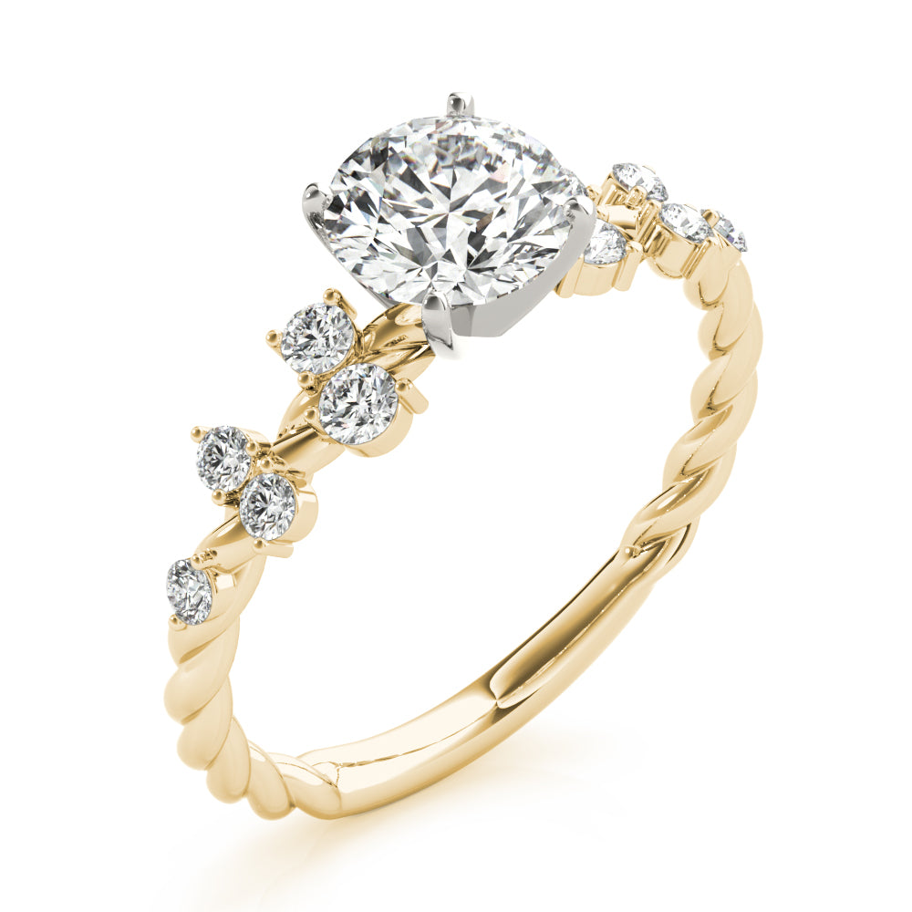 Resplendent Sidestone Round Diamond Engagement Ring — 9K/18K Gold & Platinum