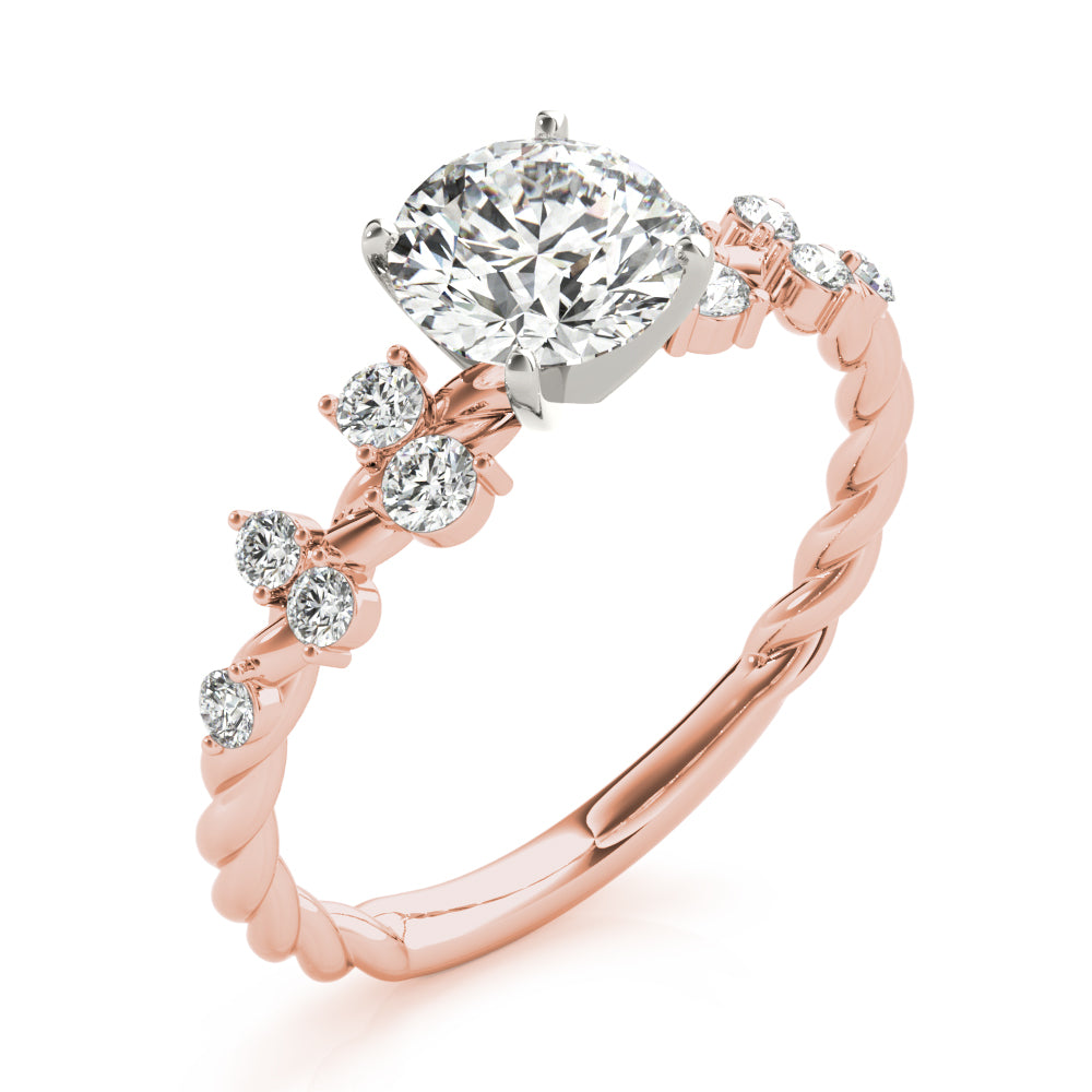 Resplendent Sidestone Round Diamond Engagement Ring — 9K/18K Gold & Platinum