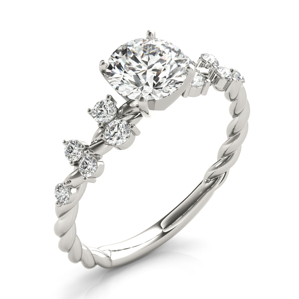 Resplendent Sidestone Round Diamond Engagement Ring — 9K/18K Gold & Platinum