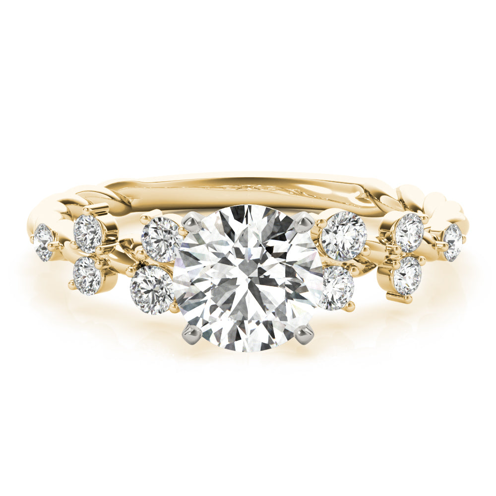 Resplendent Sidestone Round Diamond Engagement Ring — 9K/18K Gold & Platinum