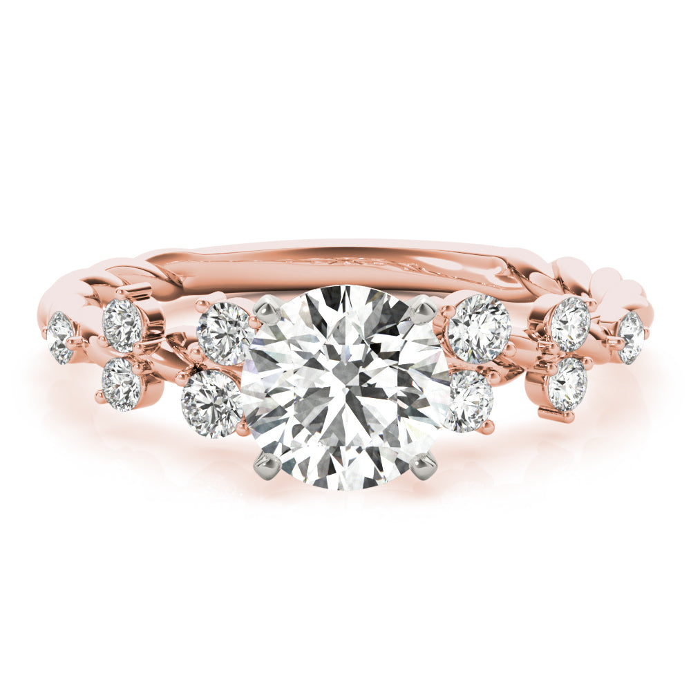 Resplendent Sidestone Round Diamond Engagement Ring — 9K/18K Gold & Platinum