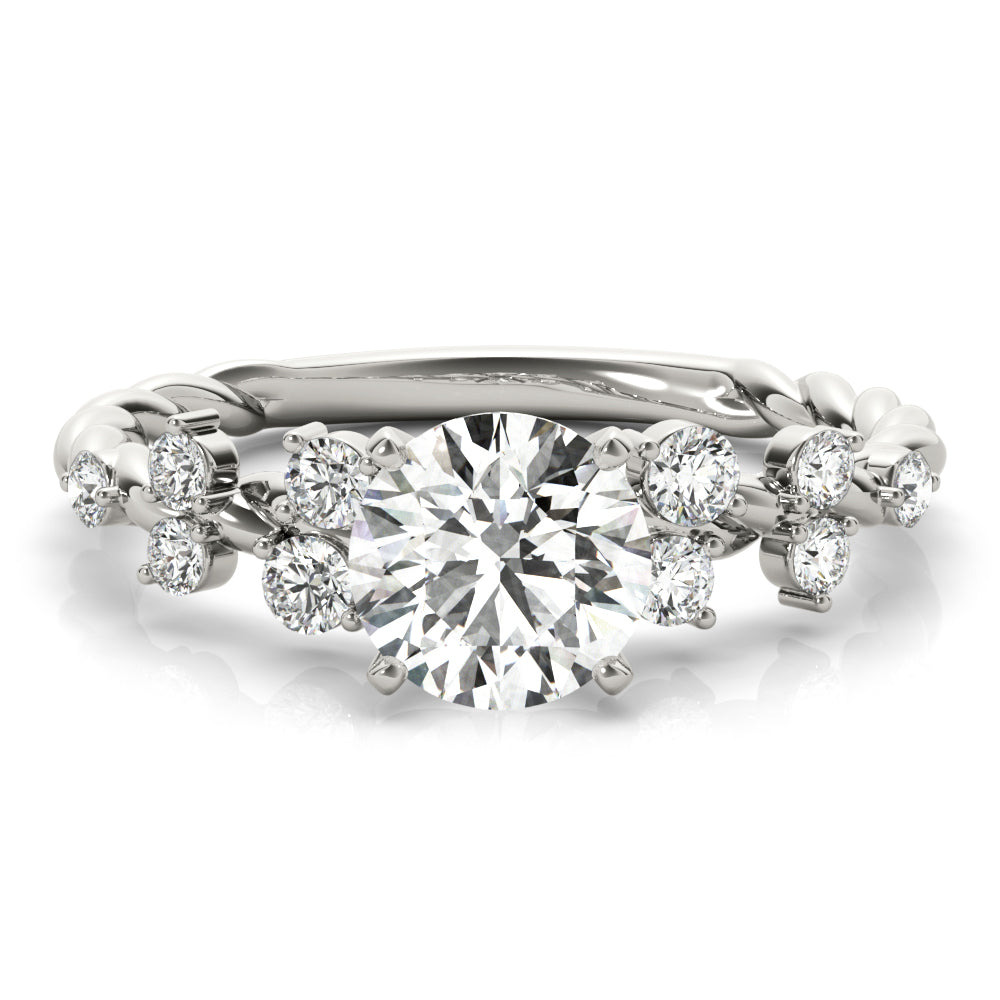 Resplendent Sidestone Round Diamond Engagement Ring — 9K/18K Gold & Platinum