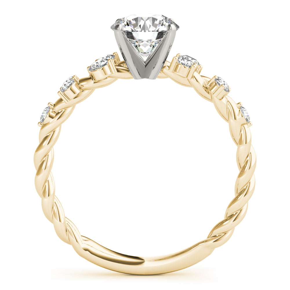 Resplendent Sidestone Round Diamond Engagement Ring — 9K/18K Gold & Platinum