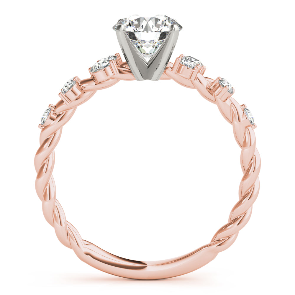 Resplendent Sidestone Round Diamond Engagement Ring — 9K/18K Gold & Platinum