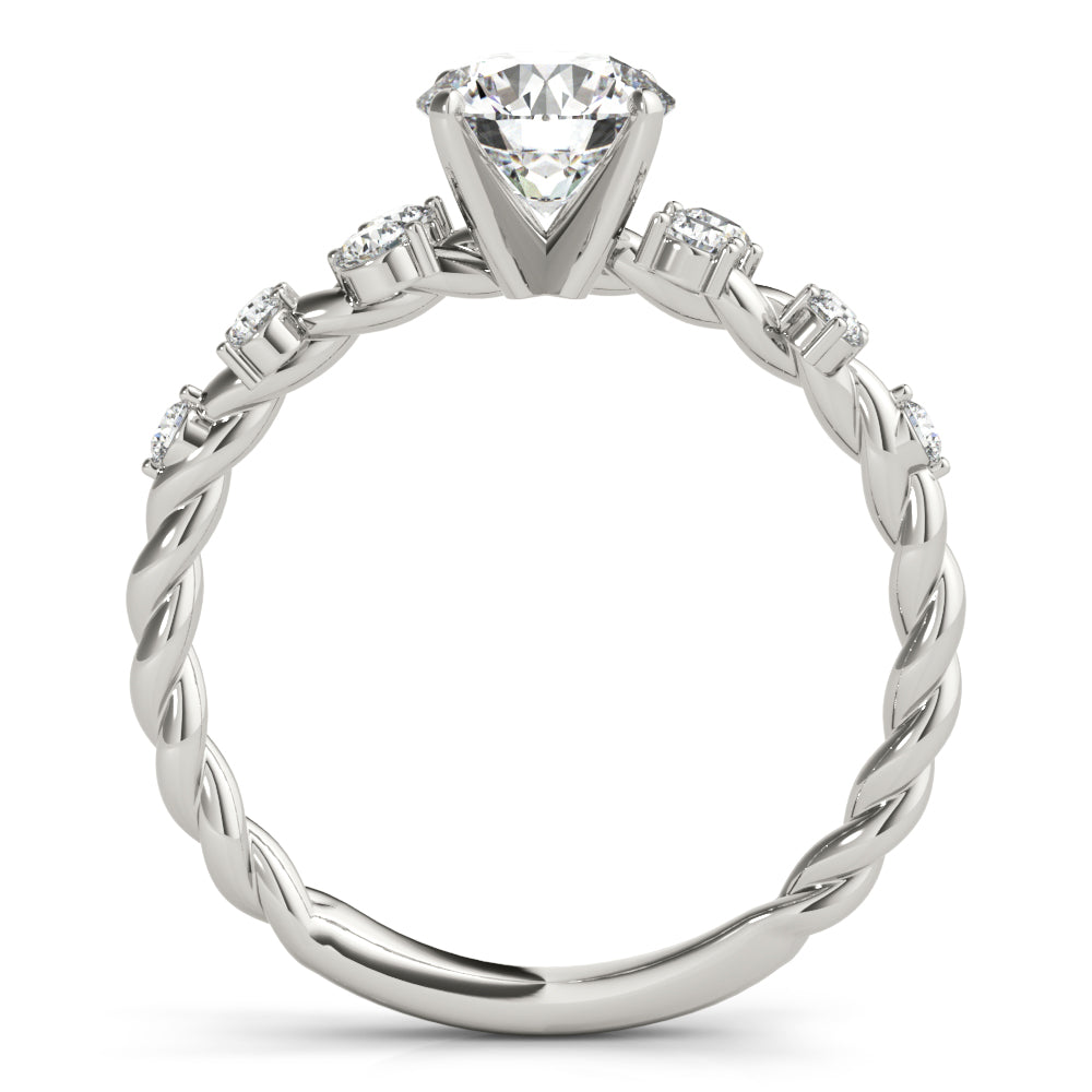 Resplendent Sidestone Round Diamond Engagement Ring — 9K/18K Gold & Platinum