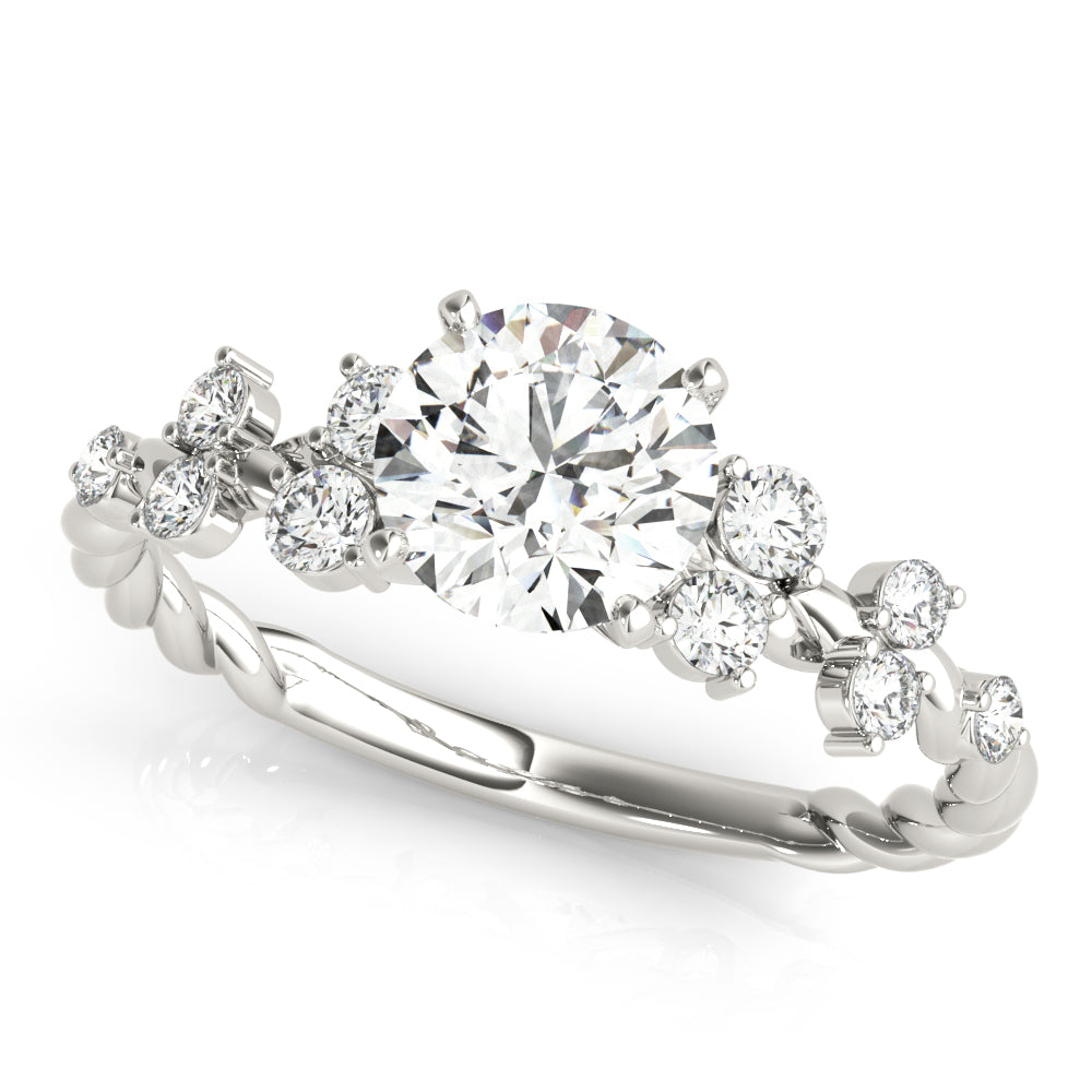 Resplendent Sidestone Round Diamond Engagement Ring — 9K/18K Gold & Platinum