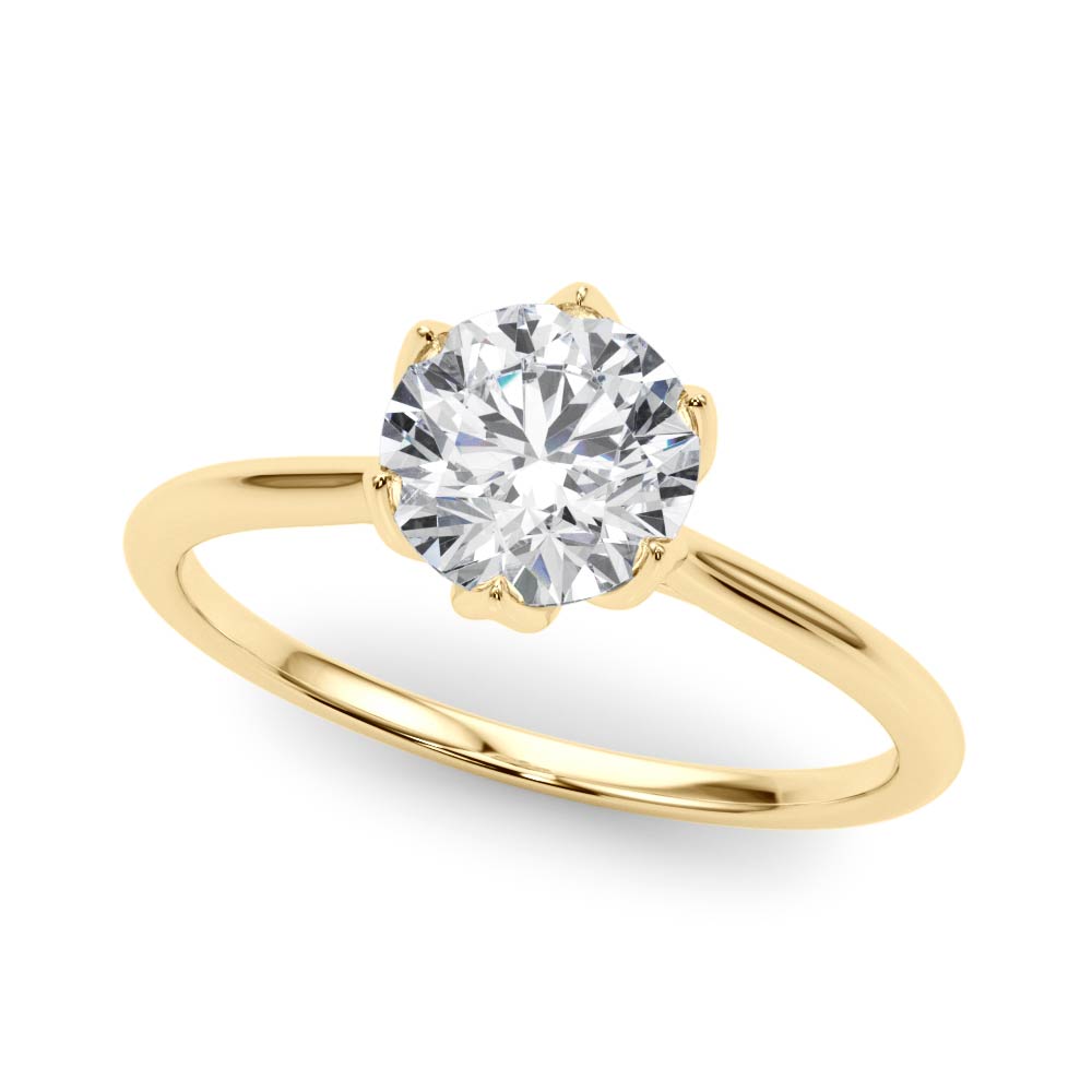 Elegant Solitaire Round Diamond Engagement Ring — 9K/18K Gold & Platinum