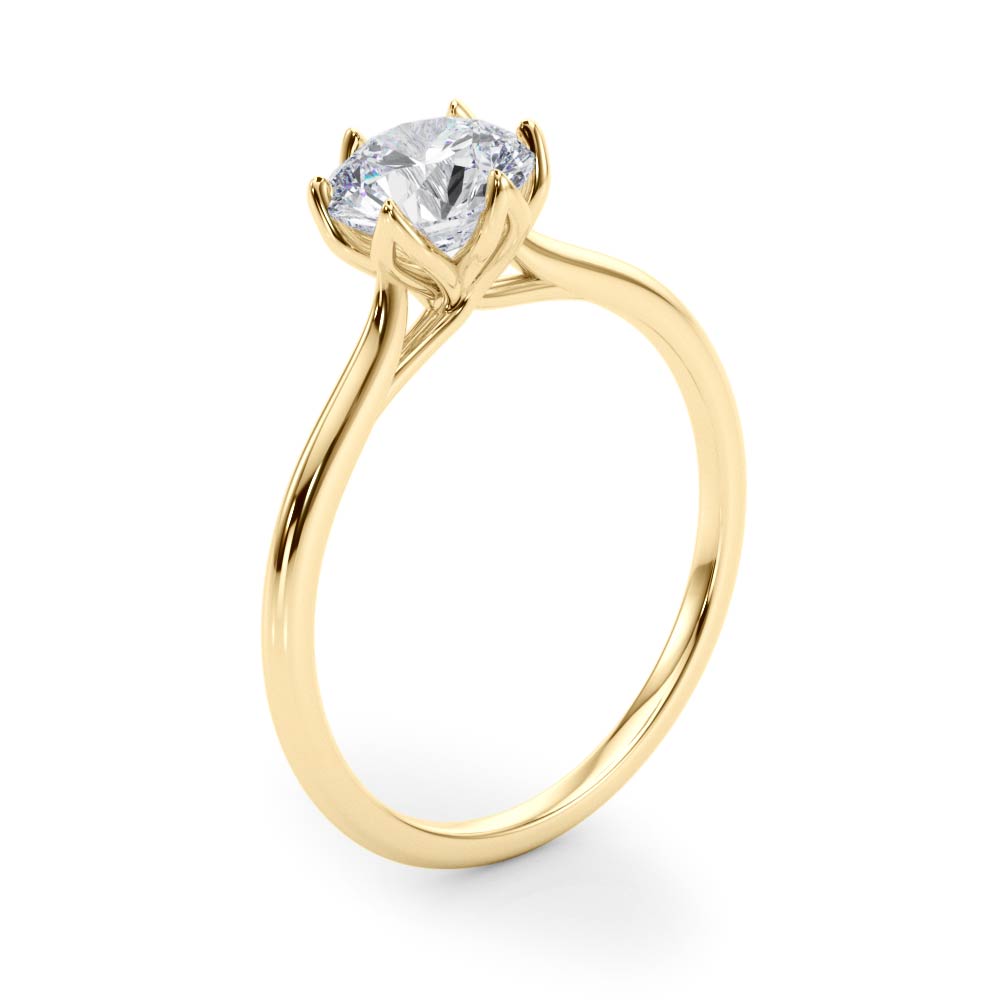 Elegant Solitaire Round Diamond Engagement Ring — 9K/18K Gold & Platinum