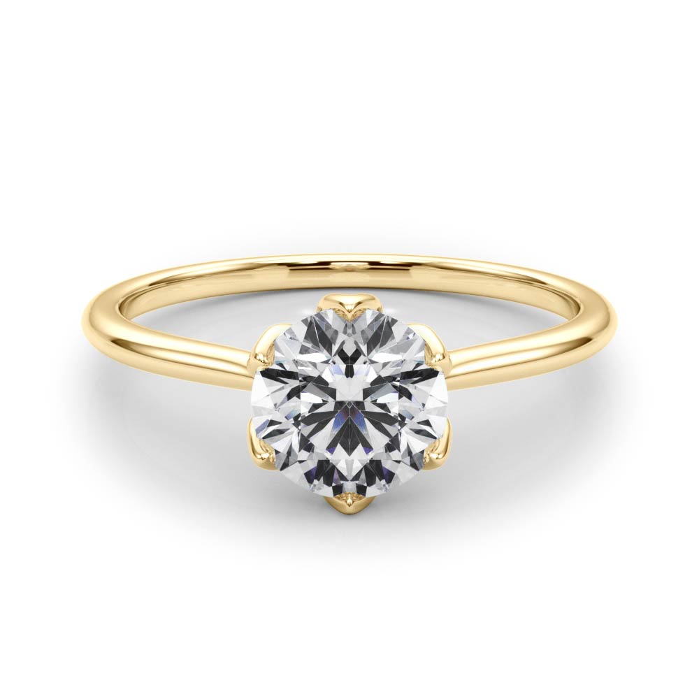 Elegant Solitaire Round Diamond Engagement Ring — 9K/18K Gold & Platinum