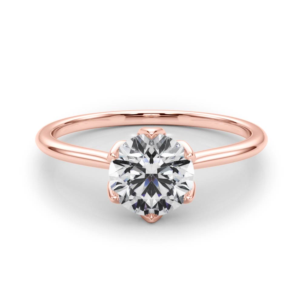 Elegant Solitaire Round Diamond Engagement Ring — 9K/18K Gold & Platinum