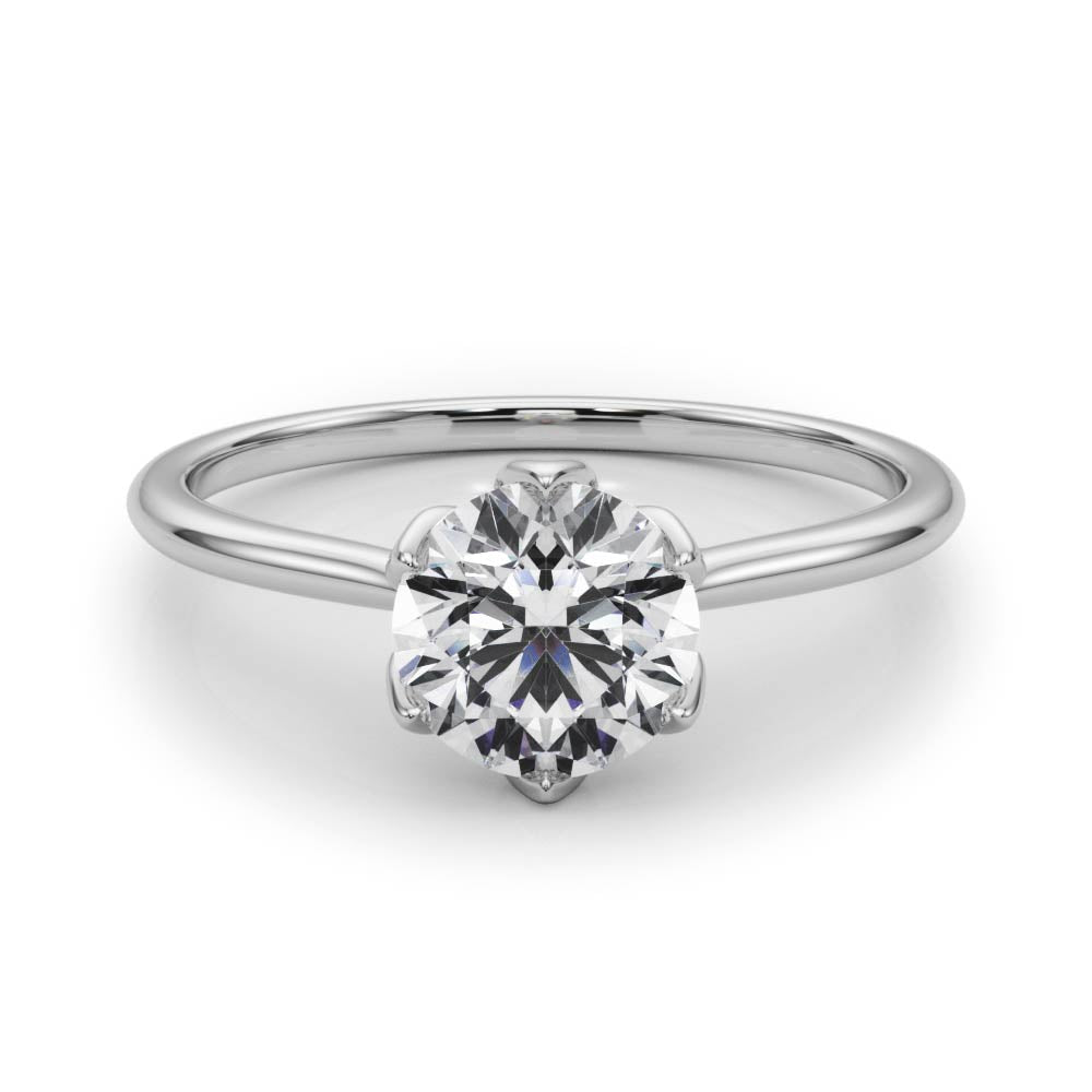 Elegant Solitaire Round Diamond Engagement Ring — 9K/18K Gold & Platinum
