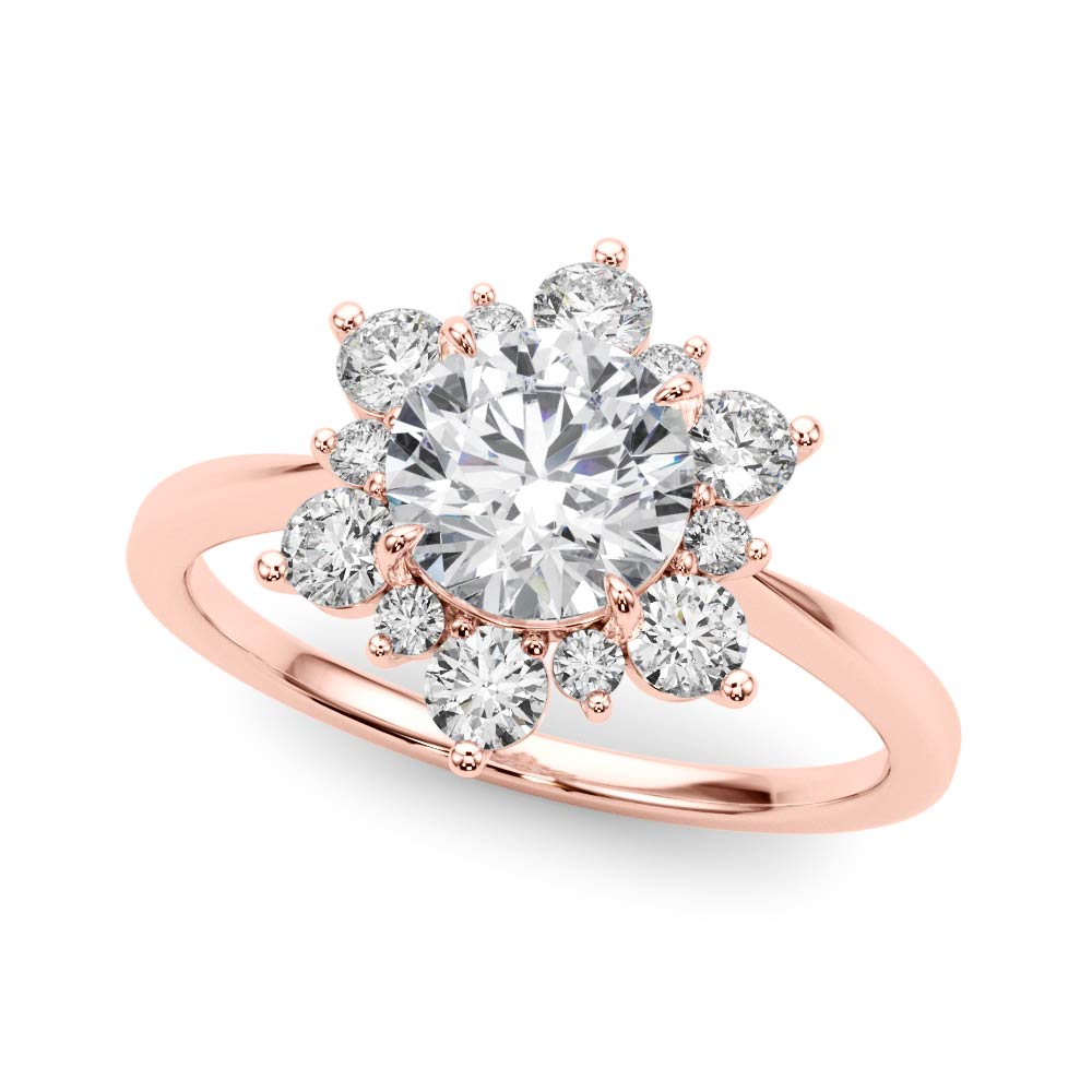 Vintage-Inspired Halo Engagement Ring Round Diamond Engagement Ring — 9K/18K Gold & Platinum