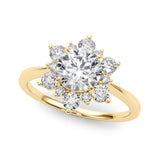 Vintage-Inspired Halo Engagement Ring Round Diamond Engagement Ring — 9K/18K Gold & Platinum