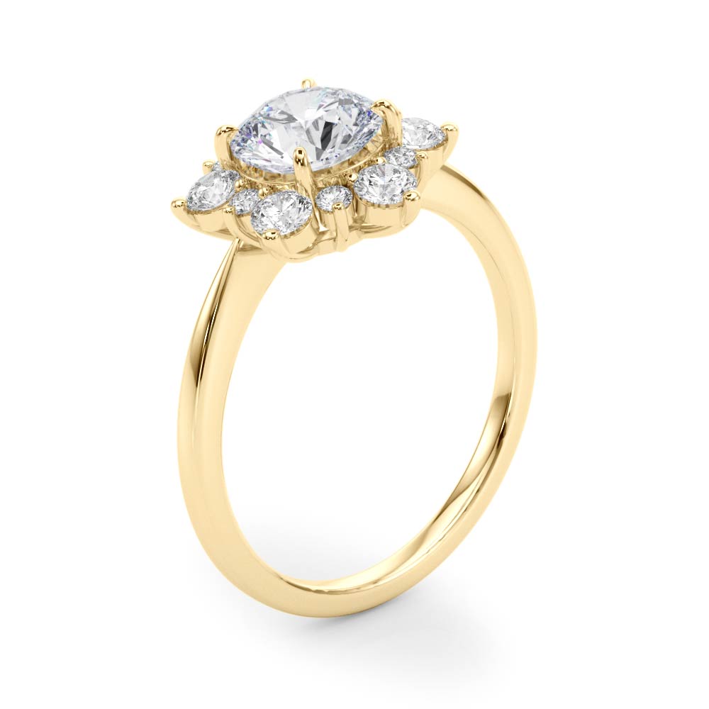 Vintage-Inspired Halo Engagement Ring Round Diamond Engagement Ring — 9K/18K Gold & Platinum